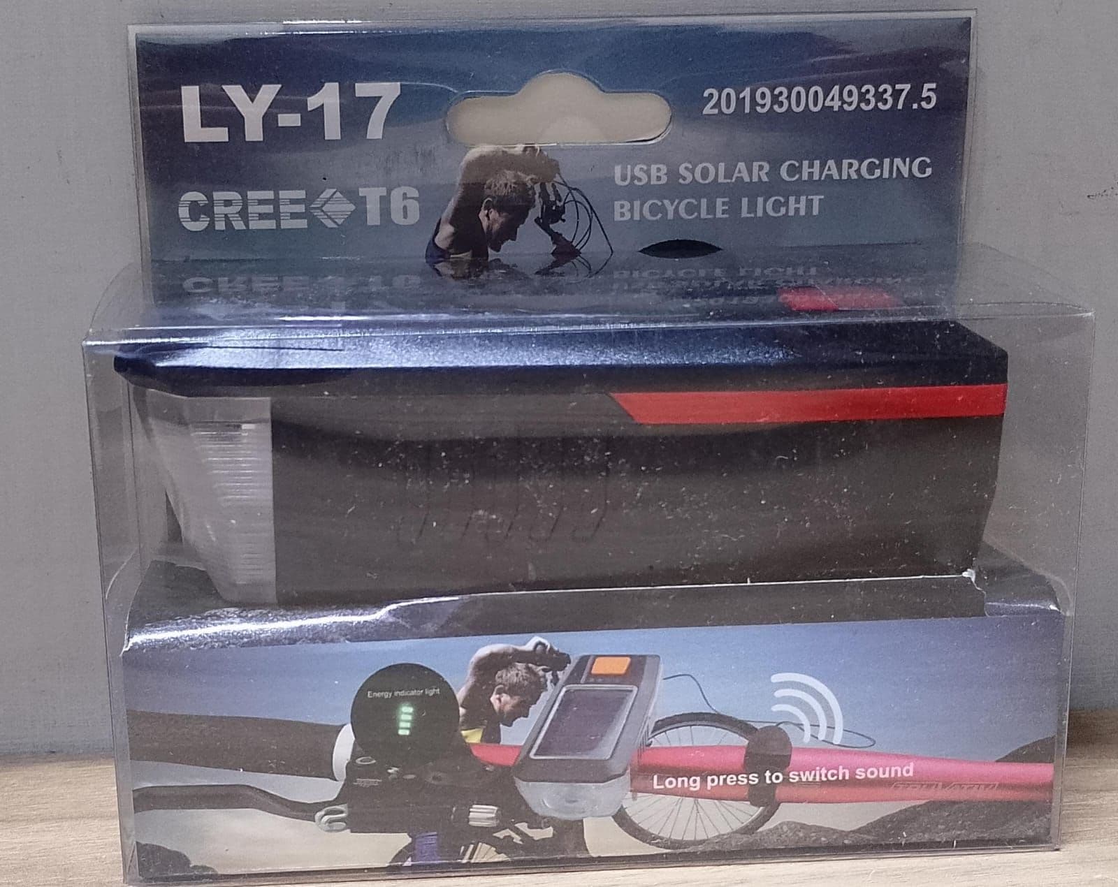 LANTERNA DIANT C/BUZI CL-17 VERM (USB/SOLAR)